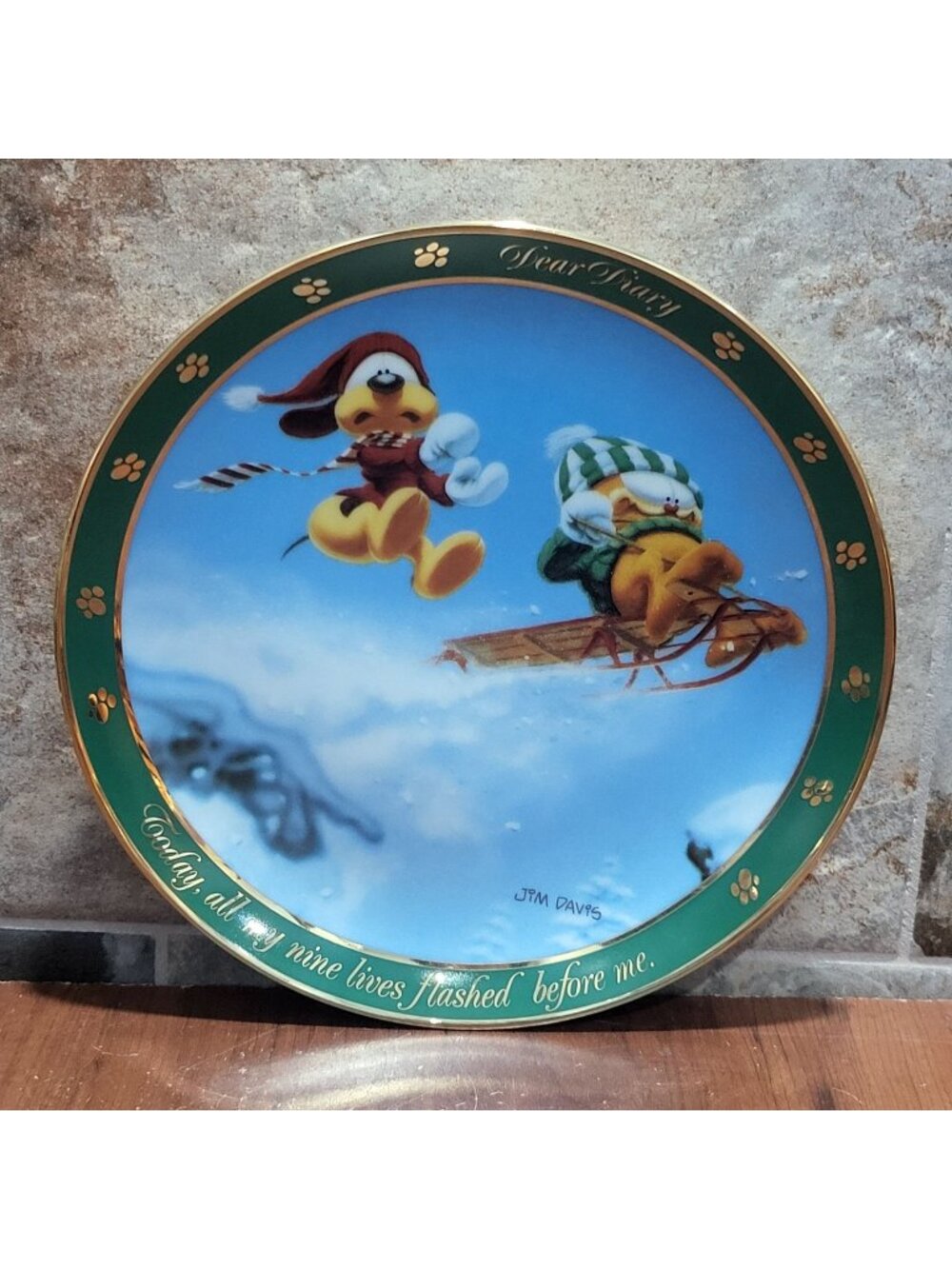 Danbury Mint Garfield Collector Plate Nine Lives Dear Diary Series Jim Davis